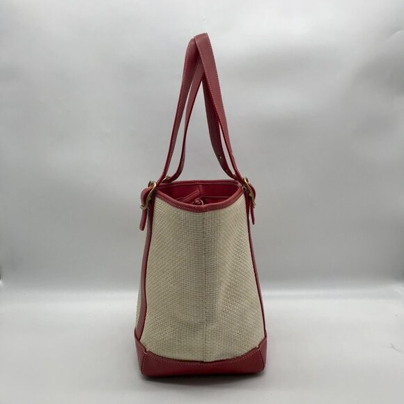 Coach Neutral And Red Cabana Straw Tote Bag 8908 - Picture 4 of 11